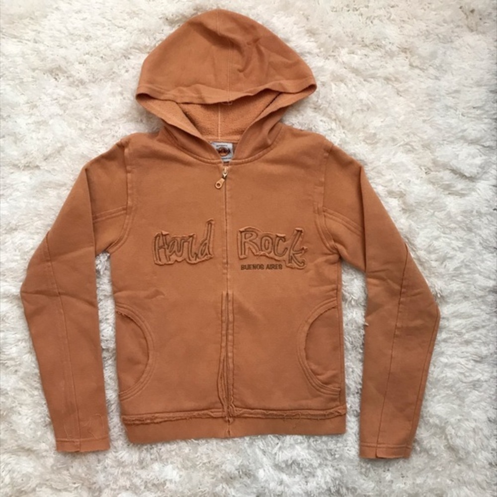 Authentic Hard Rock Cafe Raw Edge Hoodie Size Med